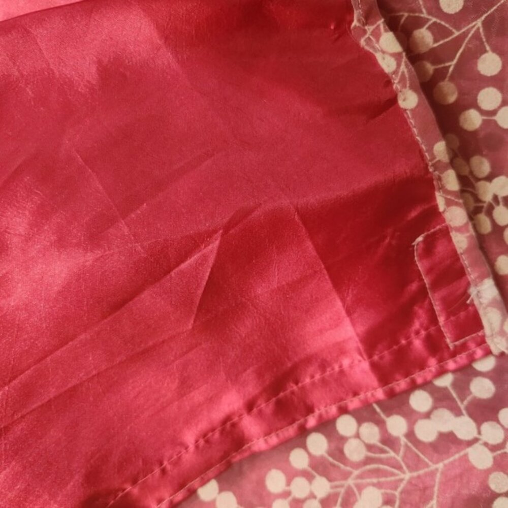 Handmade fuschia Organza Botanical Print curtains Satin Lined 40x40 x2 - Picture 7 of 7